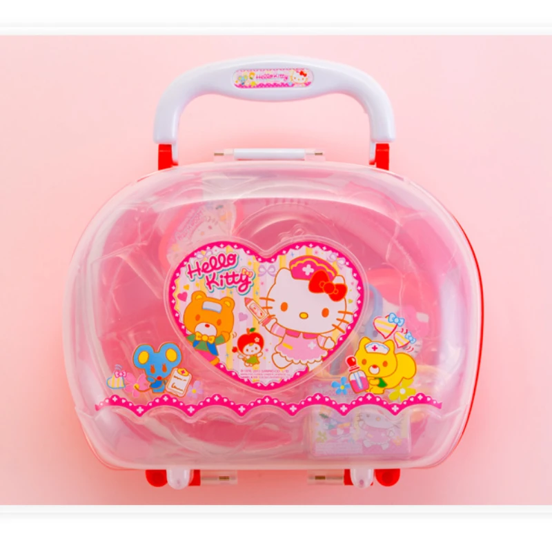 

Kawaii Hello Kitty Children 'S Doctor Set Play House Toy Sanrio Simulation First Aid Kit Injection Nurse Toy Set