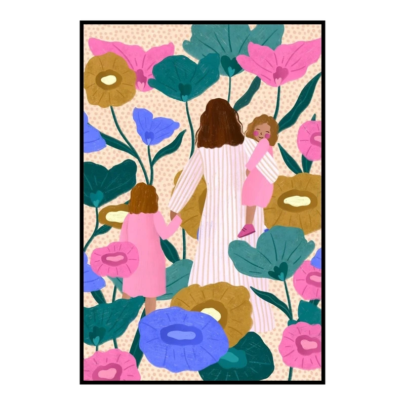 

Художественный принт на холсте, картина для молодых мам и детей, постер для материнской любви, цветочный детский сад, украшение для дома