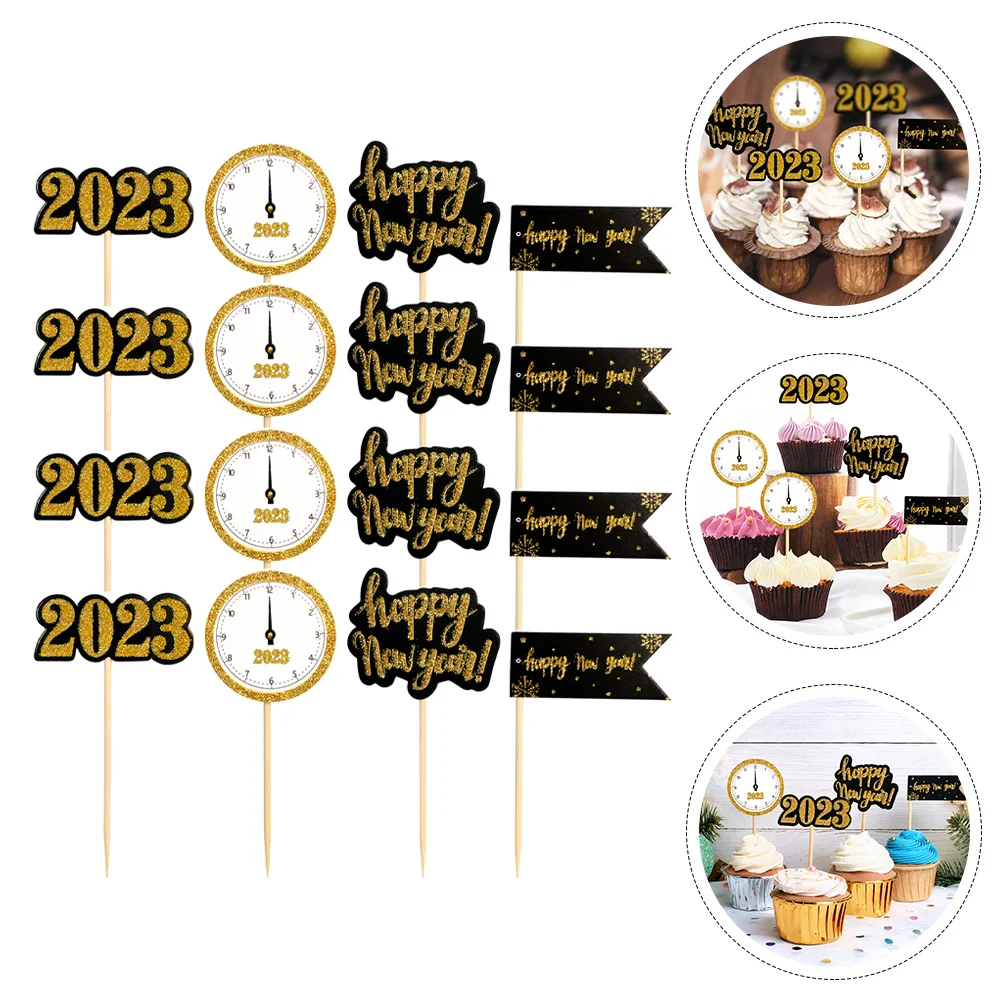

New Year Cupcake Cake Picks Toppers Topperdessert Decoration Decorations Toothpick Pick Cocktail Birthday Nye Salad Stick