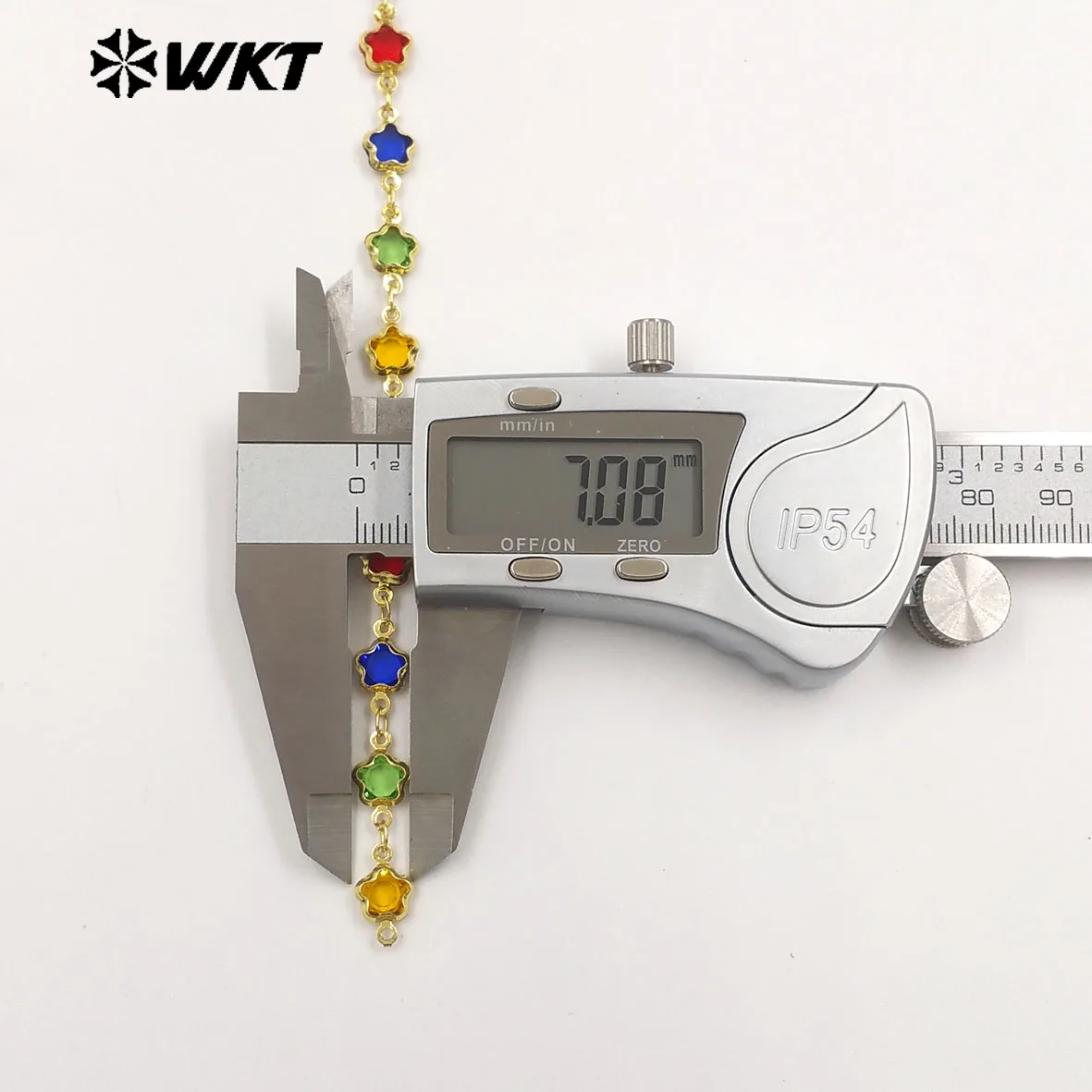 WT-BC282 Модная цепочка в форме звезды из желтой латуни с позолотой 18K и разноцветными кристаллами для создания украшений своими руками (art.: 3920dabb4af24) - 3920dabb4af24