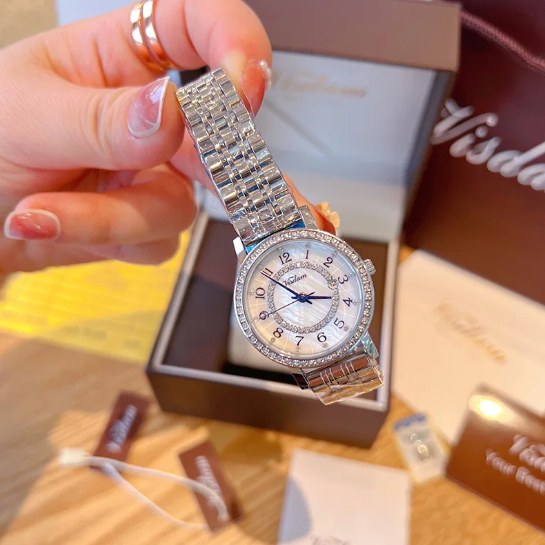 Женские часы 2022 новые модные стильные кварцевые с кристаллами водонепроницаемые