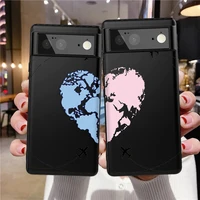 world map travel plane coque for google pixel 6 pro 5 4 3 3a xl 5a 4a 5g soft tpu phone case for pixel 6pro 4xl 3xl couple cover