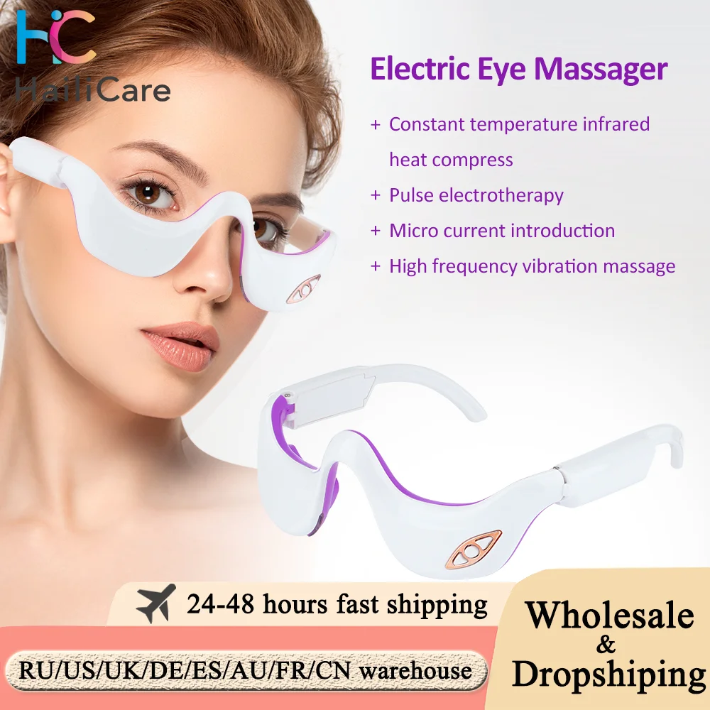 Electric Hot Compress Eye Massager Anti-Ageing Wrinkle Dark Circle Removal Skin Rejuvenation Micro Current Beauty Care Device