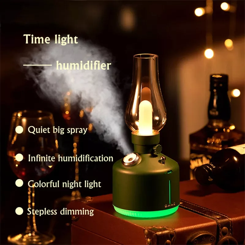 

NEW2023 Flame Air Humidifier Wireless Aroma Diffuser USB Rechargeable Essential Oil 7Color Lights Cool Mist For Christmas Gift