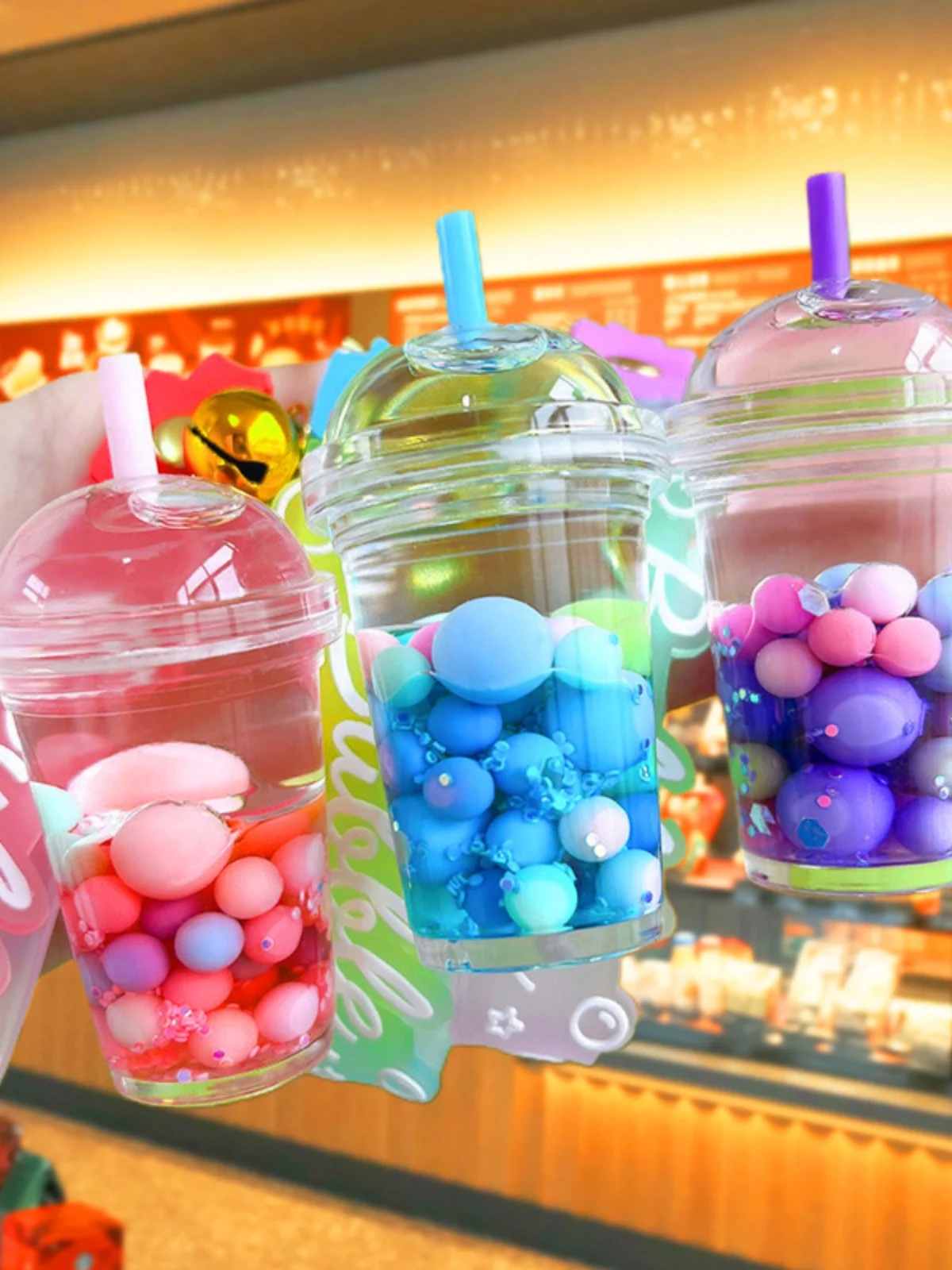 Жемчужная чашка чая с молоком брелок для ключей бутылка зыбучим песком