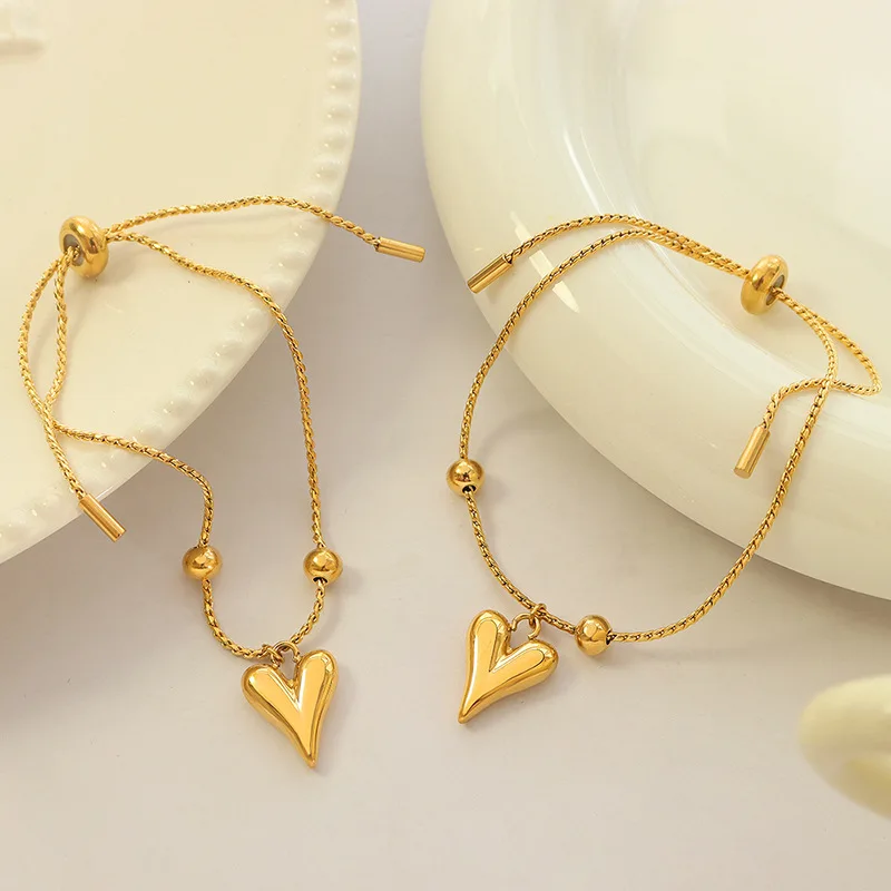 

Fashion Bracelet Women's Peach Heart Bracelet Fade Resistant Jewelry French Design Popular Fashion Handwear Girl Gift Hot Sale
