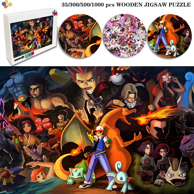 

Anime Pikachu All Characters Collection Jigsaw Puzzle 35/300/500/1000 Pcs Cartoon Pokemon Puzzle Funny Diy Family Games Jigsaw