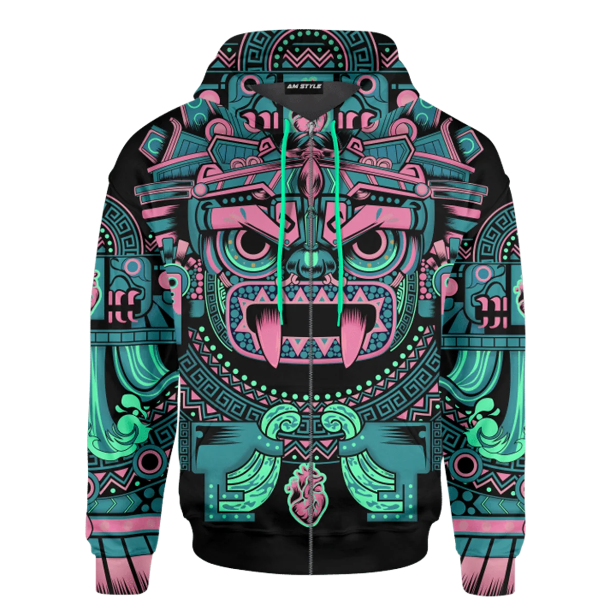 Худи AZTEC SUN GOD TLALOC с мексиканской росписью 3D унисекс Толстовка мужская уличная