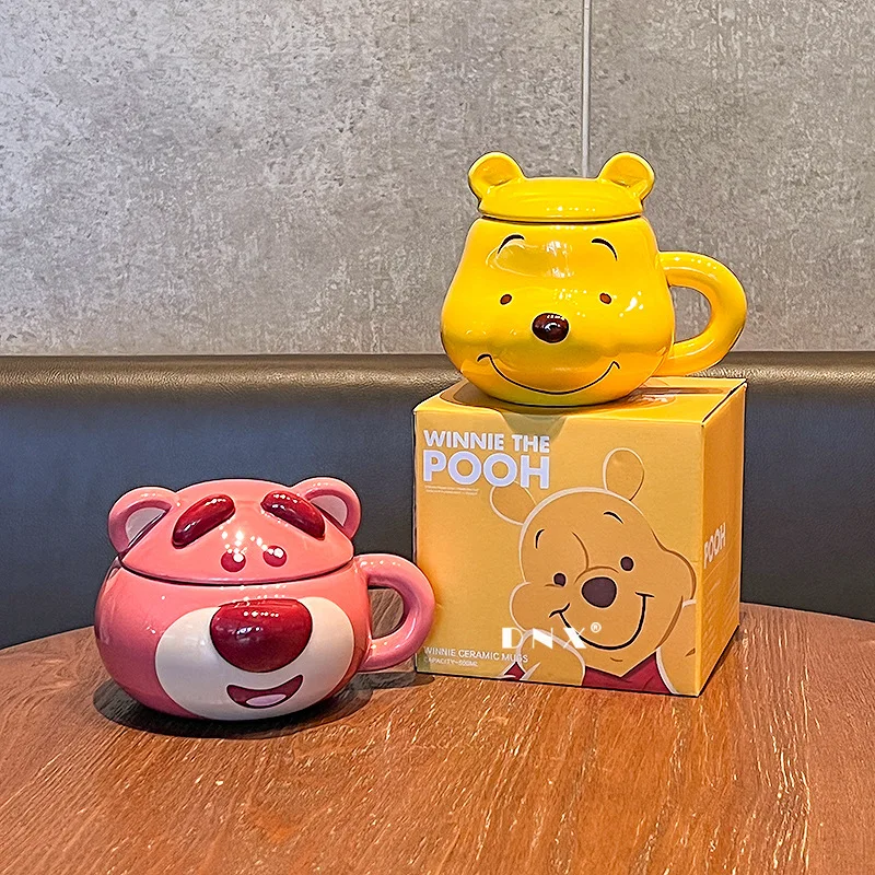 Disney Lotso Huggin Bear Милый мультфильм Винни Пух 450 мл Керамическая чашка для воды Kawaii