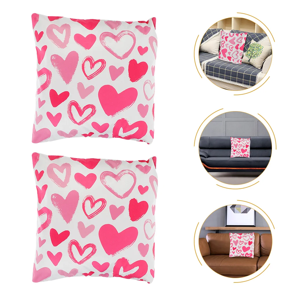 

2pcs Valentine Theme Sofa Pillow Covers Back Cushion Covers Throw Pillow Cases