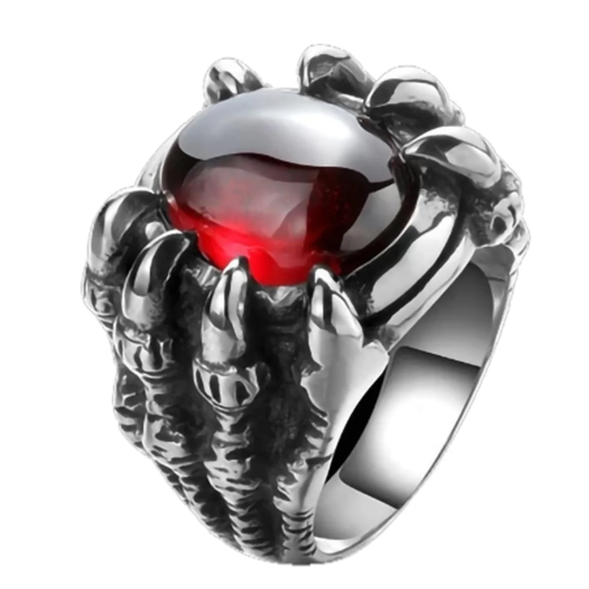 

Dragon Claw Retro Punk Gothic Big Black Ruby Men's Ring New Trend Domineering Luxury Jewelry Ring Wholesale