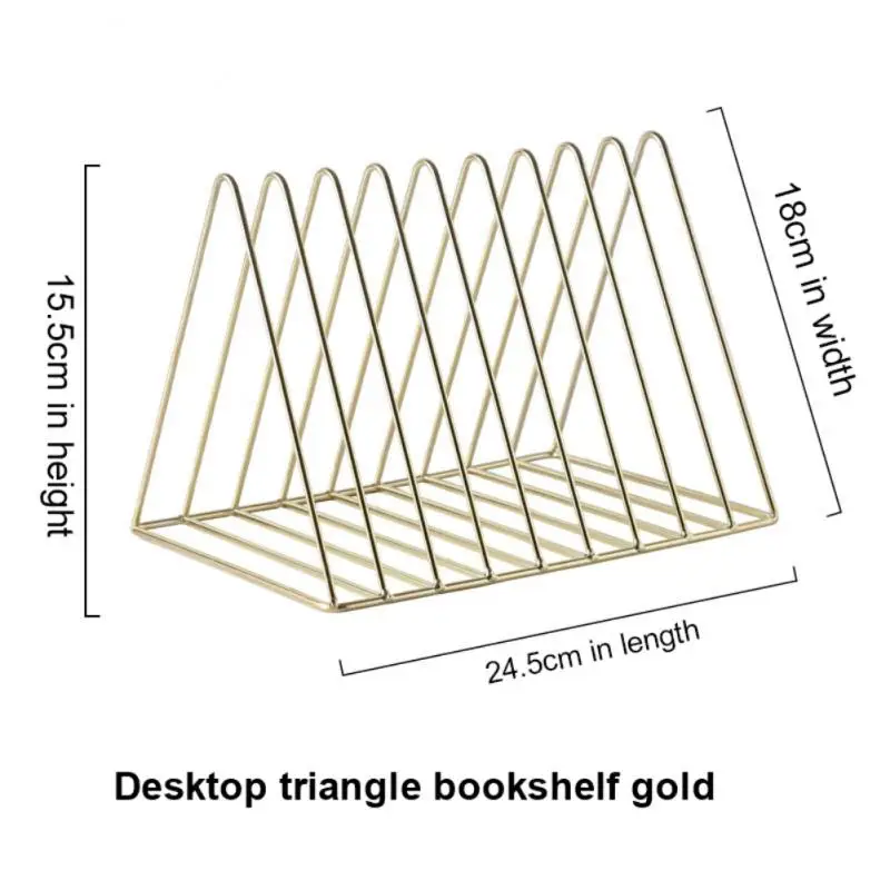 

Metal Record Rack Triangle Book Magzine Holder Desk Record Storage Organizer Home Office Desk Organizer Decor