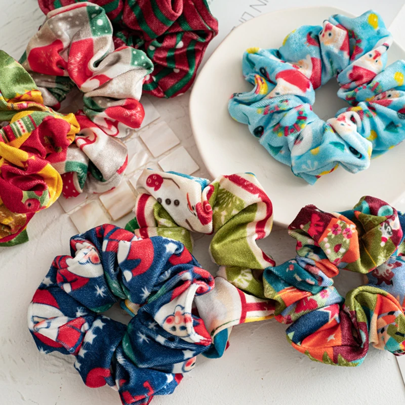 

1Pc New in Red Series Christmas Elastic Hair Bands Rubber Hair Rope Tie Girls Hair Scrunchie Ponytail Holder Styling Tool Braid