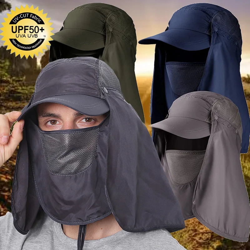 

Summer Quick-drying Hat for Men Women Outdoor Face Mask Wide Brim Bucket Hat UV400 Sun Protection Wide Brim Fishing Hunting Cap