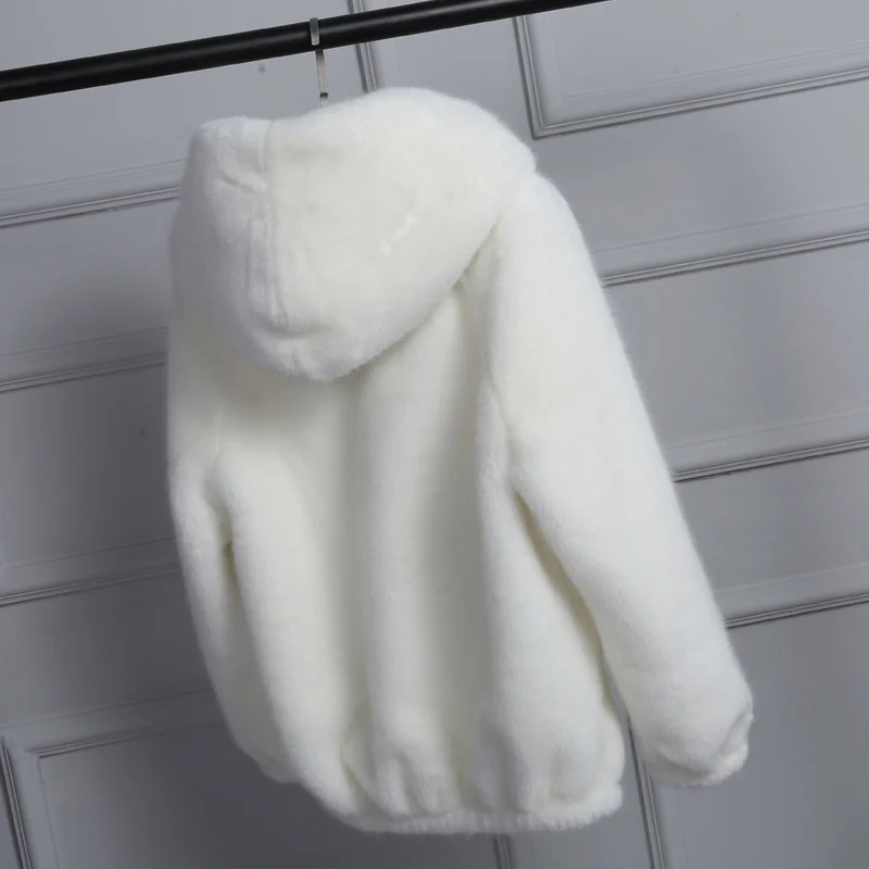 2022 Winter New Style Faux Fur Women's Fashion Jacket Korean Edition Loose Cute Short Rex Rabbit Fur Large Luxury Hooded Coat