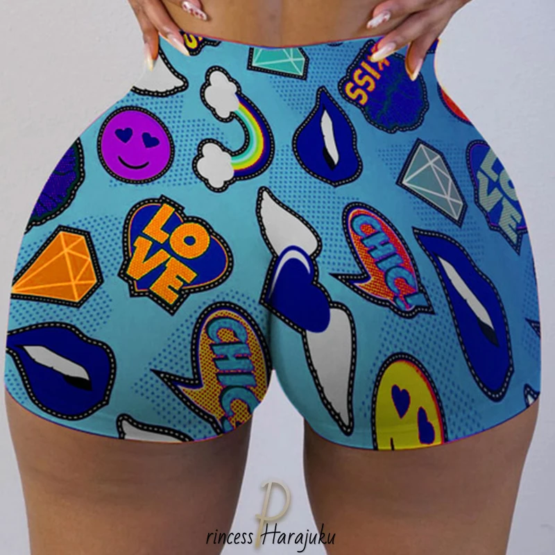 2020 Fashion New Summer Women Breathable Biker Shorts Chic Snickers Print Sexy Beach Cute Sports Fitness Booty Skinny Shorts