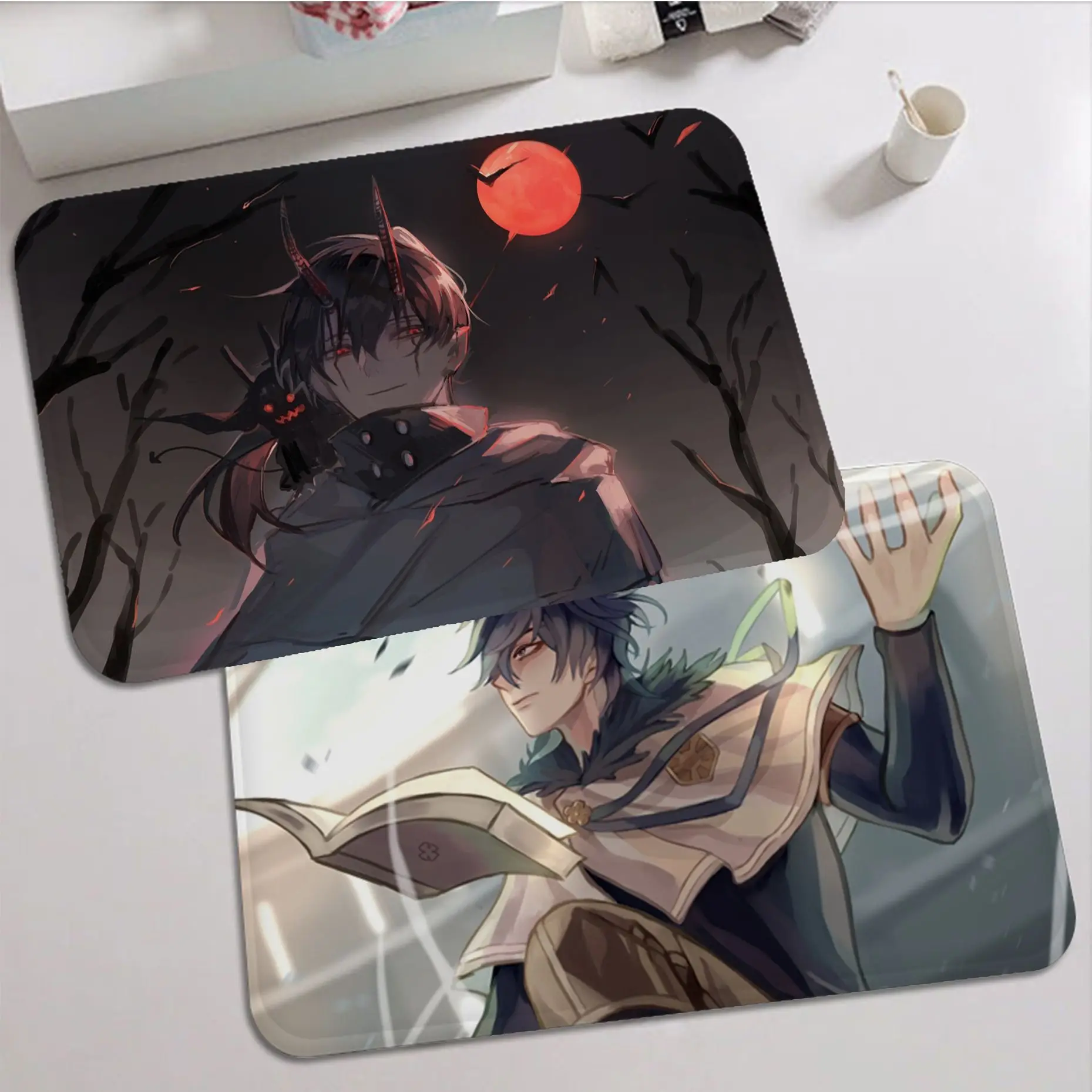 

Black Clover Entrance Door Mat Non-Slip Laundry Room Mat Laundry Decor Balcony Child Living Room Household Carpets