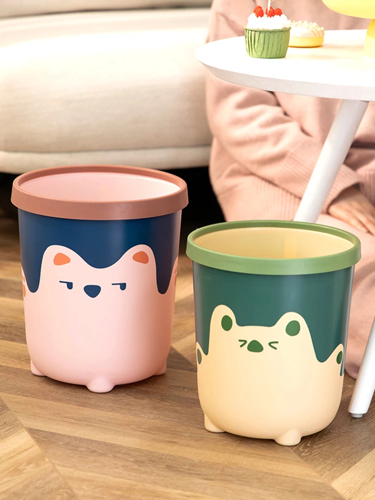 

10L Japanese-style Household Daily Use Cute Cartoon Creative Bedroom Household Living Room Toilet Trash Can Kitchen Trash Can