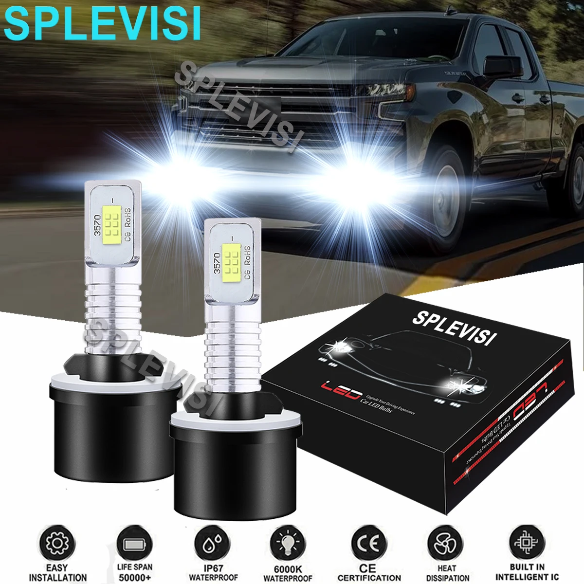 

2PCS Car LED Fog Light Bulbs 6000K White Fit For Chevrolet Silverado 1500 2500 HD 3500 2001-2002 Chevrolet Cavalier 2003-2005