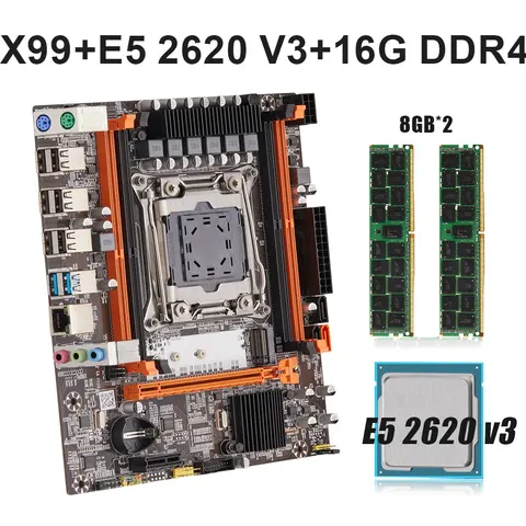 Комплект материнской платы Xeon X99 LGA 2011-3 E5 2620V3 и 2*8 ГБ DDR4 2133 МГц стандарта M.2 NVME USB SATA PCIE x99