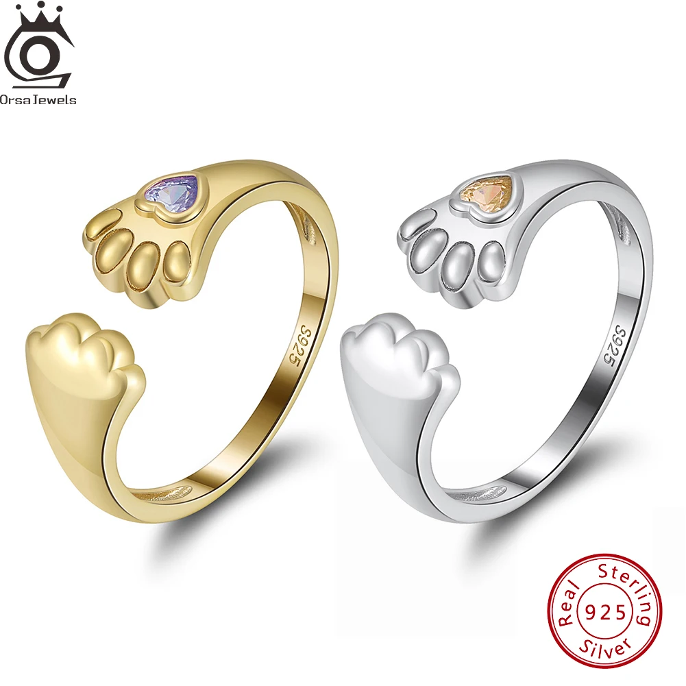 Открытые Кольца ORSA JEWELS в виде лапы животного женские регулируемые кольца с