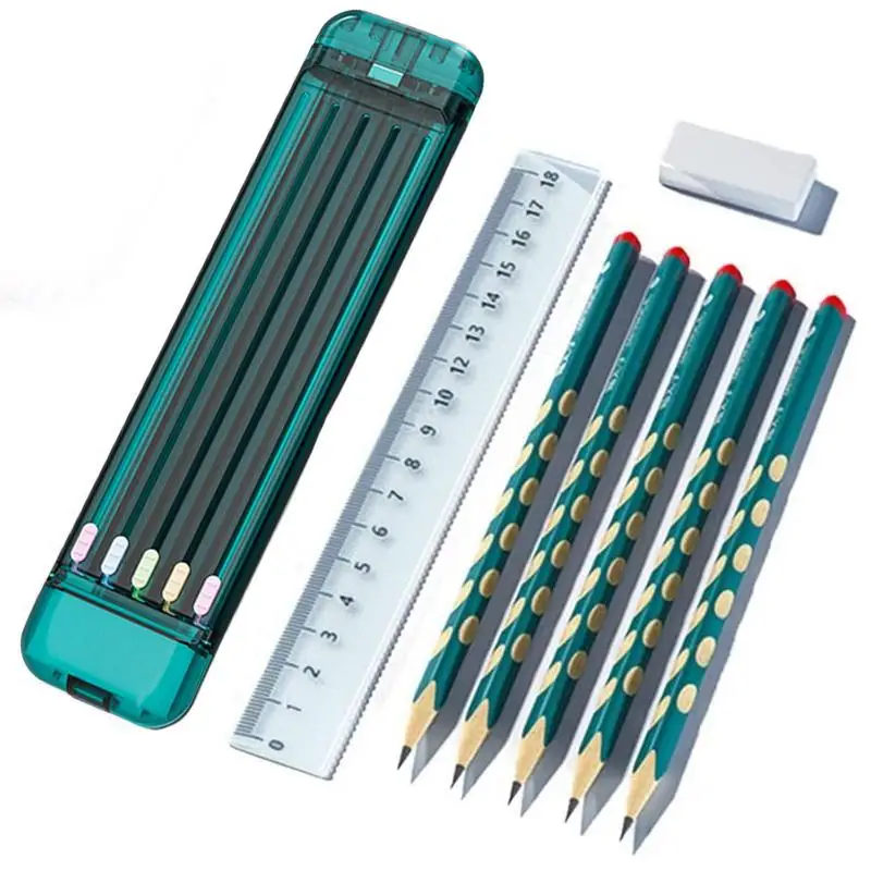 Cases Adults Small Pencils Tip Anti-break Hard Shell Stationery Organizer Designed Slots 5 Pencils 1 Eraser Storage