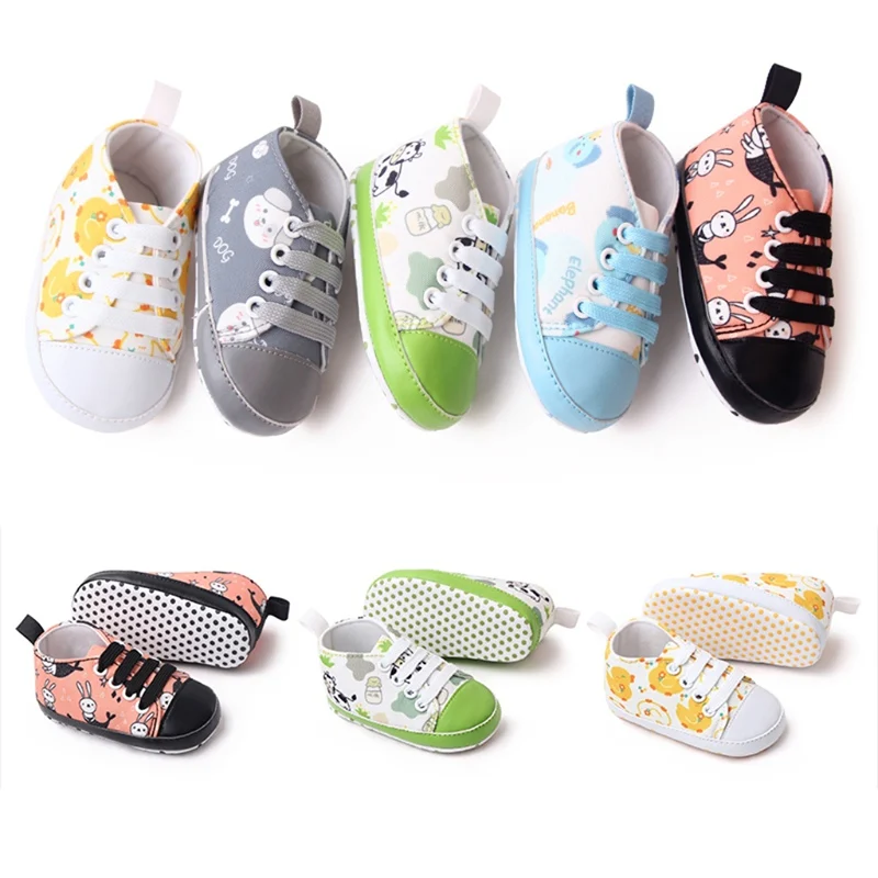 

Baywell Cartoon Baby Shoes Infant Boys Girls Canvas Shoes Toddlers Soft Sole Anti-slip First Walkers Baby Sneakers