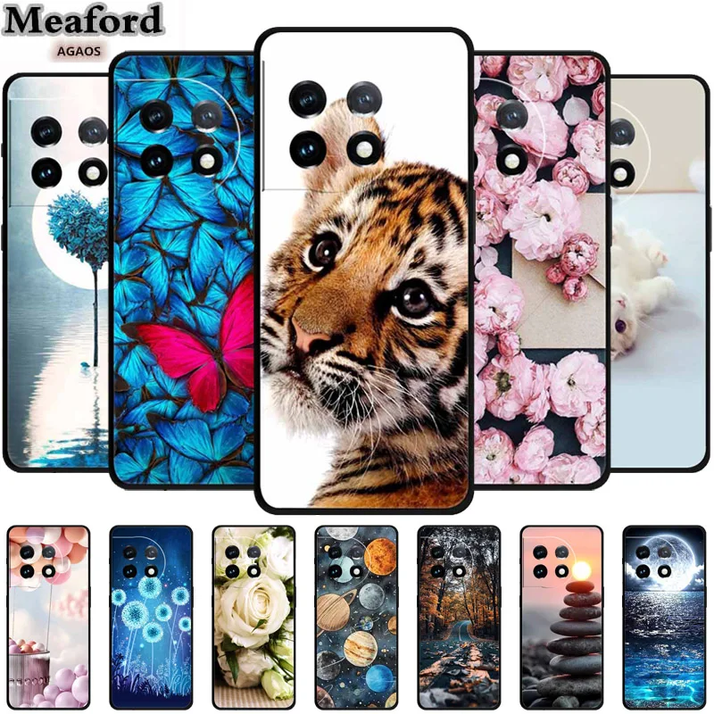 Мягкий силиконовый защитный чехол для телефона из ТПУ с цветочным рисунком OnePlus 11