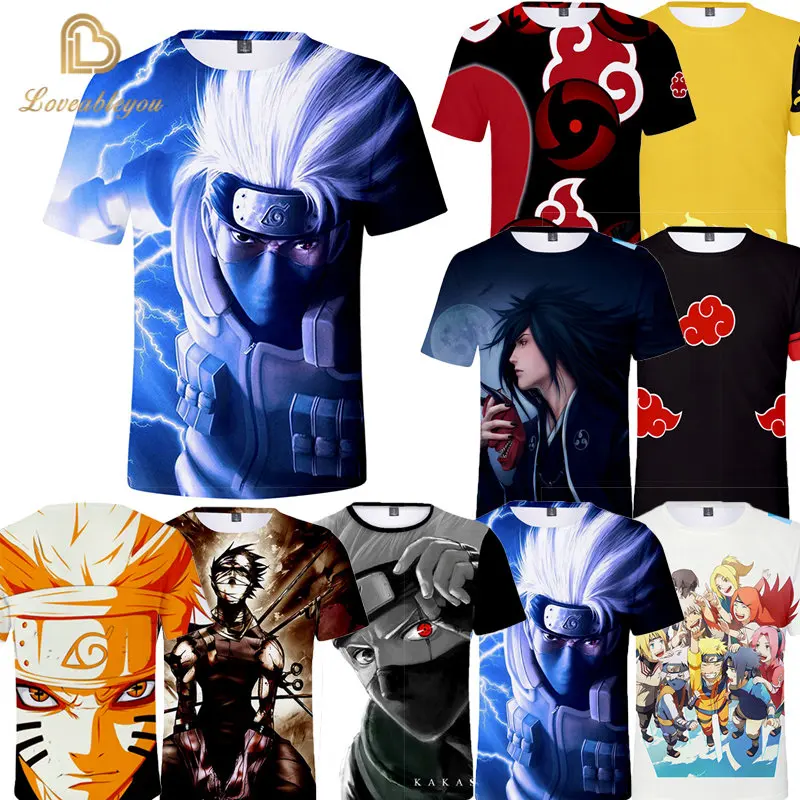 

Anime Naruto T-Shirt Summer Short Sleeve Men Harajuku Cartoon Kakashi Tops The New Casual Loose T-shirt