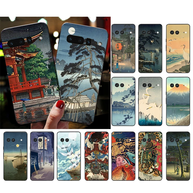 

Phone Case for Google Pixel 7 Pro 7 6A 6 Pro 5A 4A 3A Pixel 4 XL Pixel 5 6 4 3 XL 3A XL 2 XL Japanese Art Crane Fuji Mountain