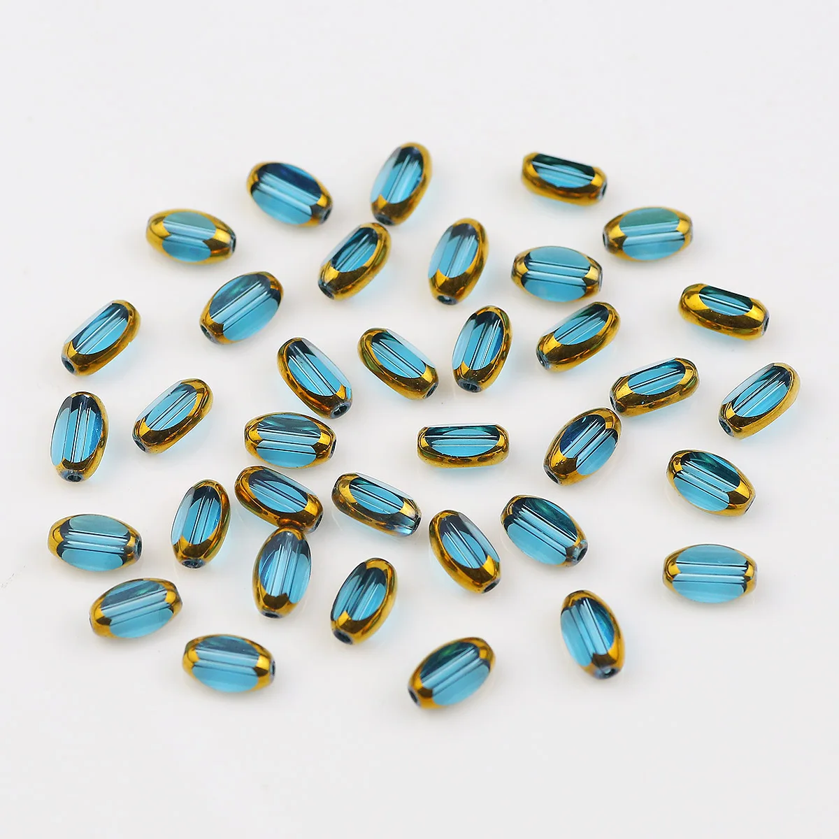 Позолоченные граненые прозрачные синие кристаллы свободные бусины Kandi проставки