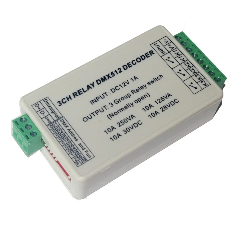 Фото 3CH реле DMX512 декодер вход DC 12V 1A выход 3 группа реле Макс 10A Переключатель светодиодный контроллер с чехлом №1