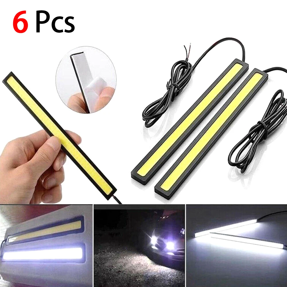 

6X 12V Waterproof White DRL COB LED Strip Light Bar For Camping Caravan Boat Car LED COB Car Auto Lamp Fog Light White
