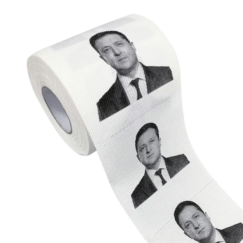 

Creative Ukraine President Zelensky Printed Toilet Paper Rolls Funny Joke Tissue Bathroom Prank Roll Paper Funny Gift