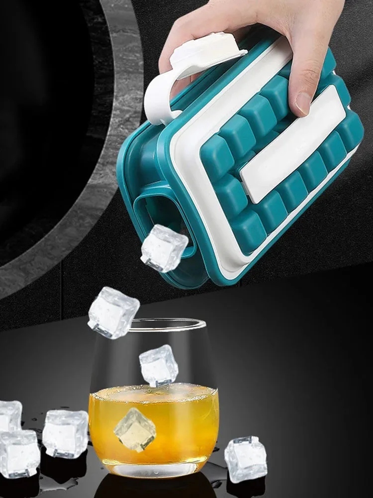 

2 In 1 Ice Cube Mold Kettle Silicone Foldable Ice Ball Maker Bar Portable Frozen Box Container Kitchen Tool Accessories Gadgets