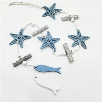 1pcs ocean wooden shell star pendant beach wind crafts small fish innovative accessories wall hanging decoration home wind chime