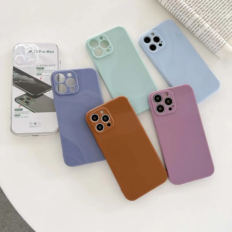 

Luxury Silicone Phone Case for iPhone 13 12 11 Pro Max XR X XS MAX 7 8 Plus SE 2020 Smooth Soft Lens Protection jelly Back Cover