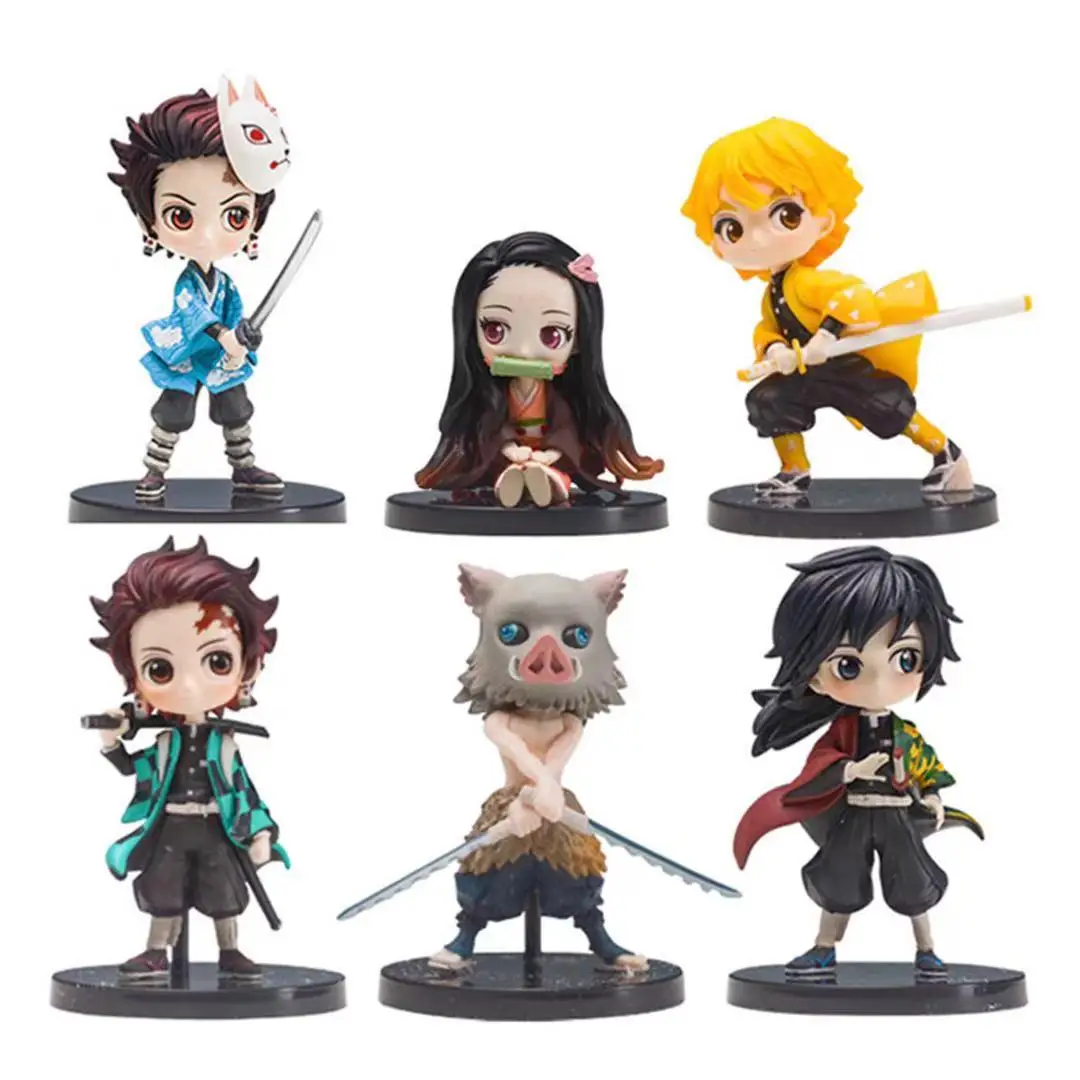 

6pcs/lot Q Posket Demon Slayer Kimetsu no Yaiba Kamado Tanjirou Nezuko Agatsuma Zenitsu Hashibira Inosuke Anime Model Toys