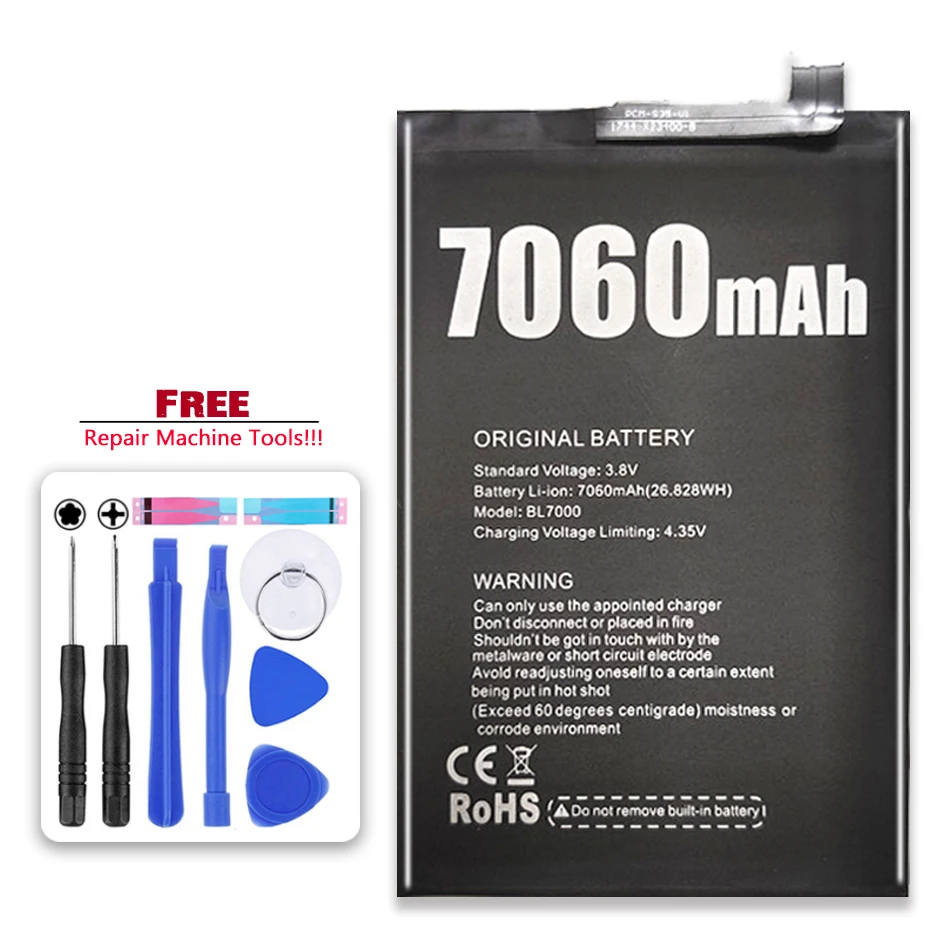

Сменный аккумулятор BL 7000 7060 мАч для Doogee BL7000, высококачественные батареи, батарея с номером отслеживания + Бесплатные инструменты