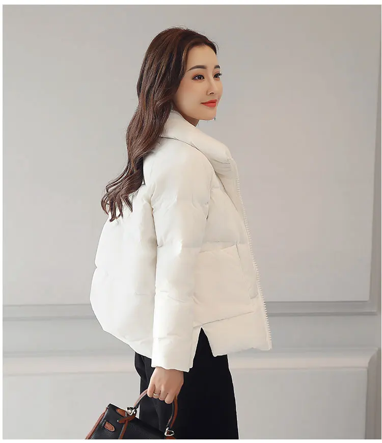 2023 Winter Jacket Women White Black Manteau Femme Warm Thick Solid Short Style Cotton padded Parka Women Coat
