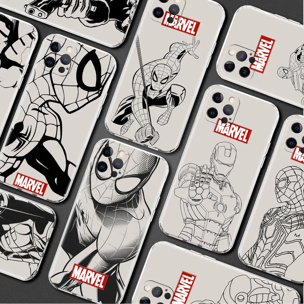 

Transparent Case for Apple iPhone 11 12 13 Pro Max 7 8 Plus XR X XS 12Mini 6S 6 SE2 Soft Phone Funda Cover Marvel Avengers LOGO