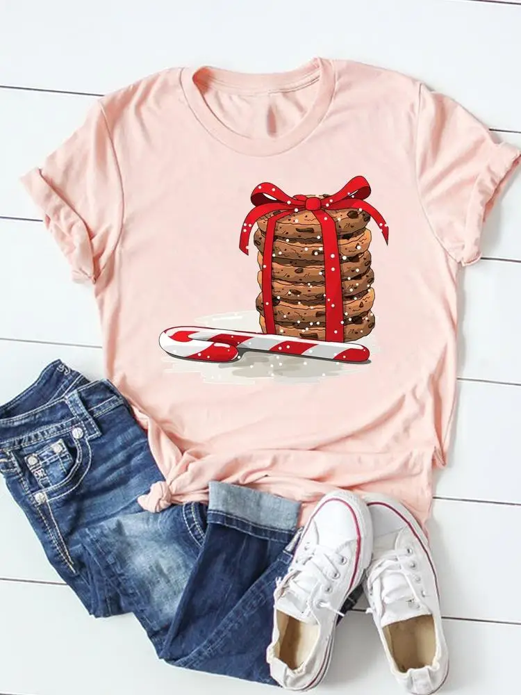 

Merry Christmas Print T Shirt Clothes Fashion Women Watercolor Winter Season Clothing Happy New Year Graphic T-shirt Top Tee