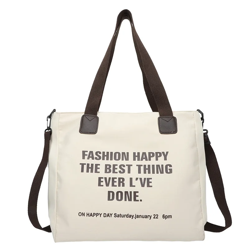 

Large Capacity Canvas Bag 2022 Summer Simple Letter Shoulder Solid Color All-match Female Handbag Student Office Worker