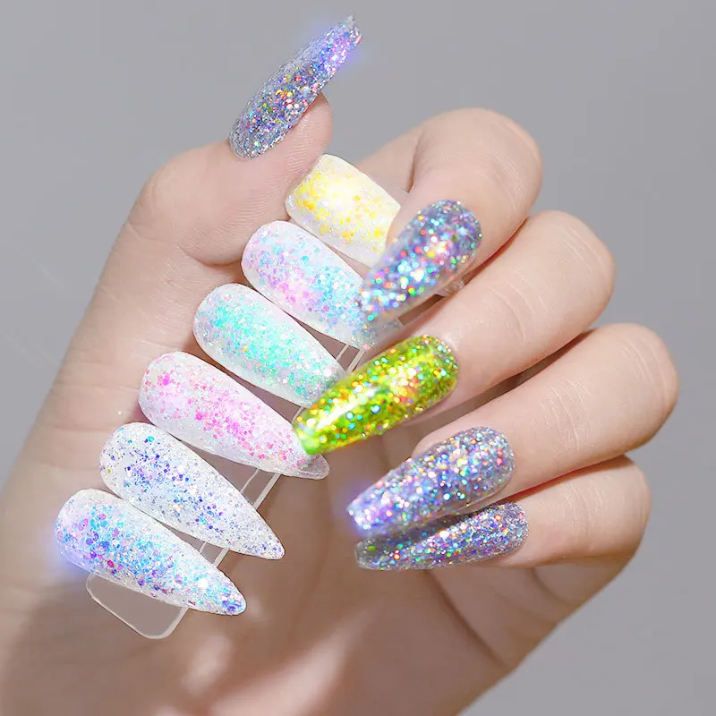 

12boxes/Set Nail Glitter Powder Dust Iridescent Flakes Sequins Gold Silver Super Shining Paillette Nail Art Manicure Decorations