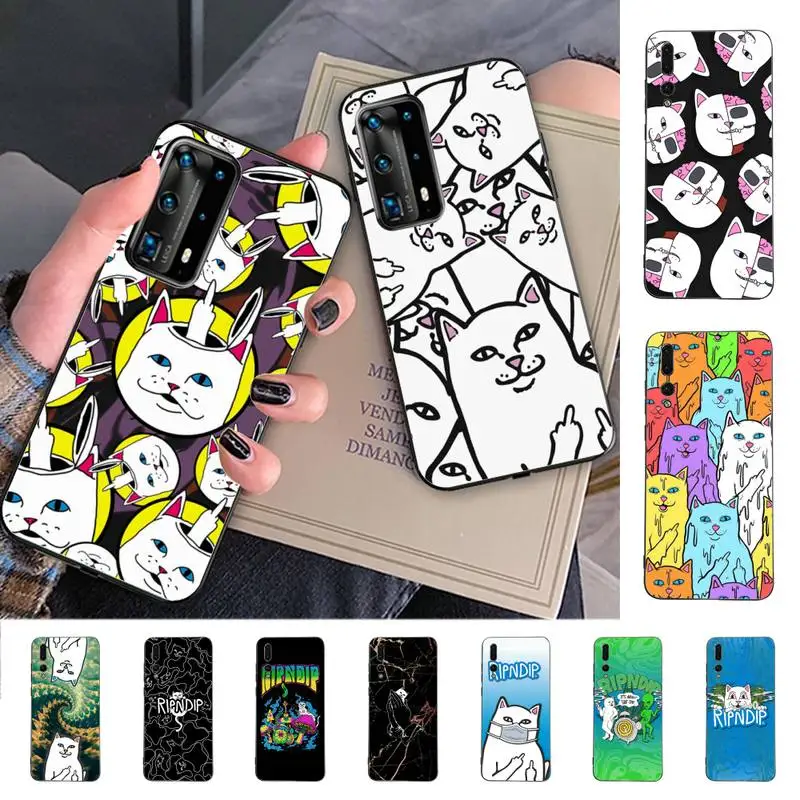 

Middle cute fingers cat-RIPNDIPS Phone Case for Huawei P30 40 20 10 8 9 lite pro plus Psmart2019