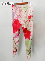 sispell skinny pencil pants for women high waist print colorblock slim trousers female korean fashion clothing spring new 2022
