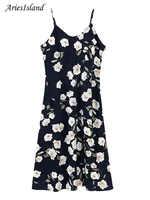 floral suspenders womens dress sexy casual dresses for women 2022 retro summer midi dress fashion chic and elegant woman dress