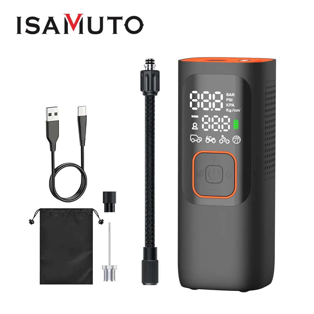 

Беспроводной автомобильный воздушный насос 160PSI, портативный воздушный компрессор, электрический накачиватель шин с ЖК-цифровым дисплеем для автомобилей, мотоциклов, велосипедов
