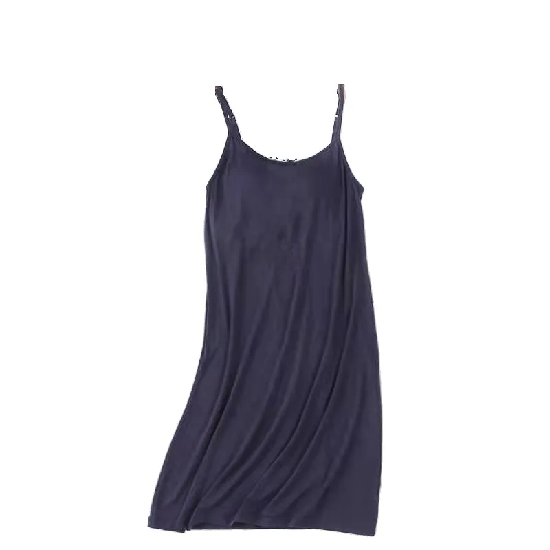 Summer Sexy Women's Padded Vest Nightdress Sleeveless Vest Dress Cotton Pajamas Padded Breast Bra Suspender Nightdress New