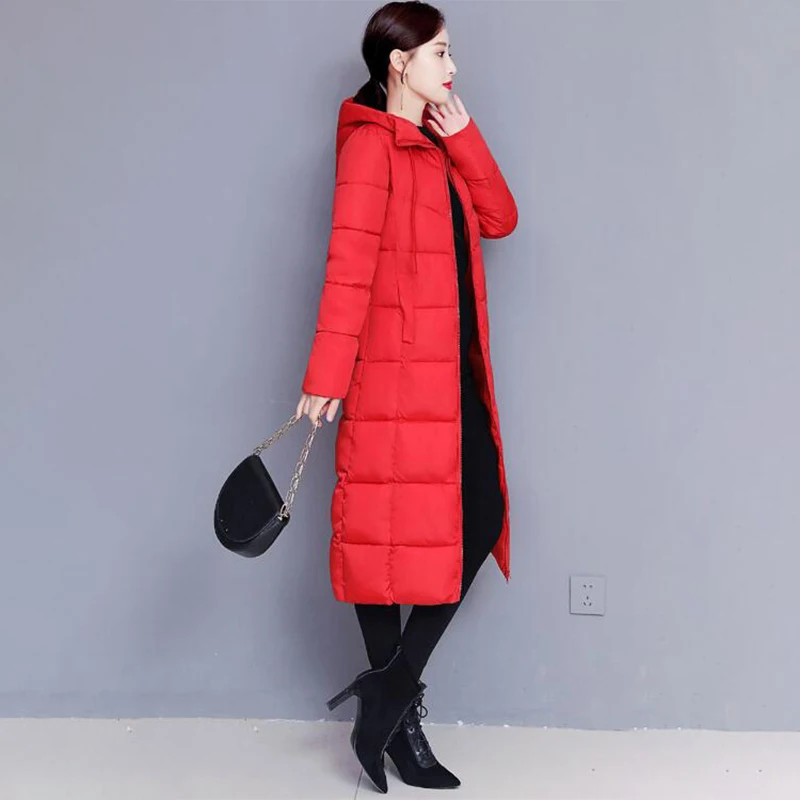 Womens Compression Shirt Womens Ladies Warm Plus Size Solid Color Hooded Single Breasted Medium Length Cotton Jacket